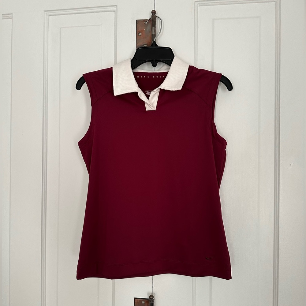 Nike Golf Women’s Maroon & White Sleeveless Polo • Sz Small • Athleisure